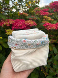 Panier de rangement champêtre avec 10 cotons réutilisables